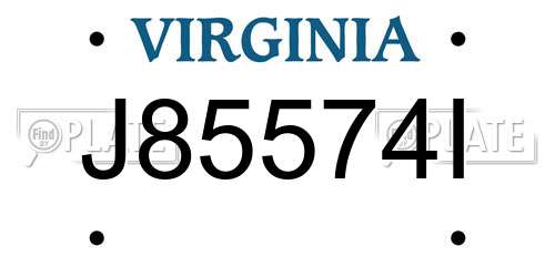 J85574I Virginia License Plate