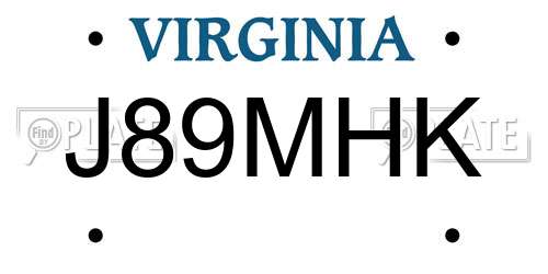 J89MHK Virginia License Plate