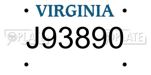 J93890 Virginia License Plate