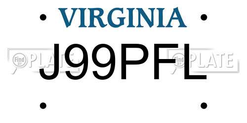 J99PFL Virginia License Plate