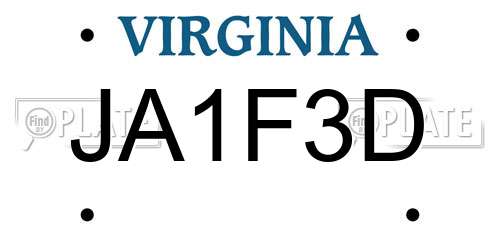 JA1F3D Virginia License Plate
