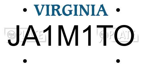 JA1M1TO Virginia License Plate
