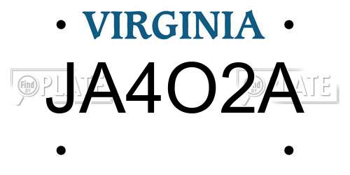 JA4O2A Virginia License Plate