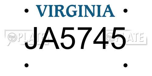 JA5745 Virginia License Plate