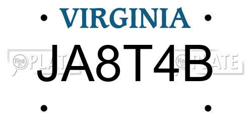 JA8T4B Virginia License Plate
