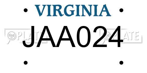 JAA024 Virginia License Plate