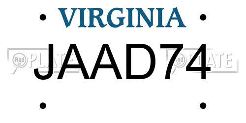 JAAD74 Virginia License Plate