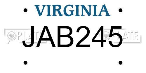 JAB245 Virginia License Plate
