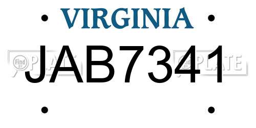 JAB7341 Virginia License Plate