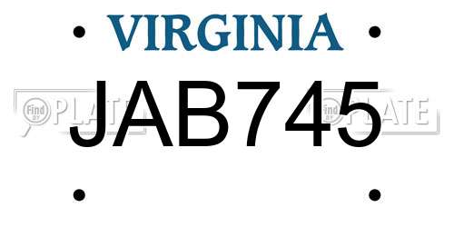JAB745 Virginia License Plate