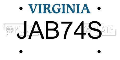JAB74S Virginia License Plate