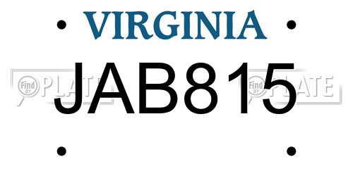 JAB815 Virginia License Plate