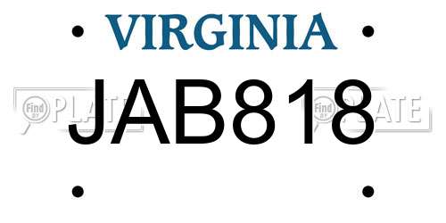 JAB818 Virginia License Plate