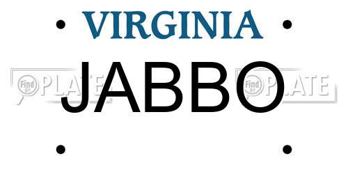 JABBO Virginia License Plate