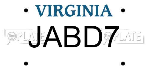 JABD7 Virginia License Plate