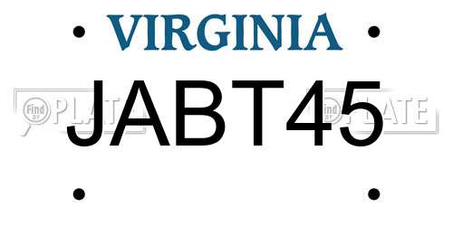 JABT45 Virginia License Plate