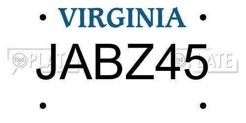 JABZ45 Virginia License Plate