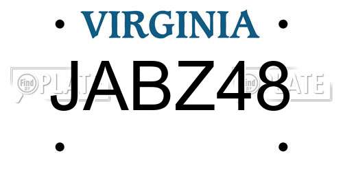 JABZ48 Virginia License Plate