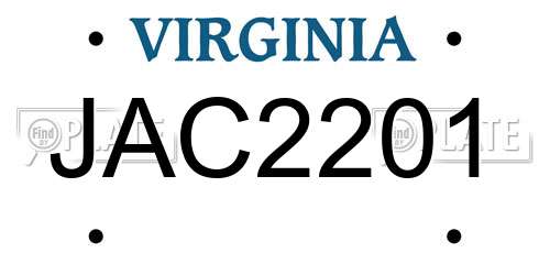 JAC2201 Virginia License Plate