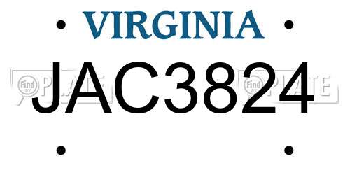 JAC3824 Virginia License Plate
