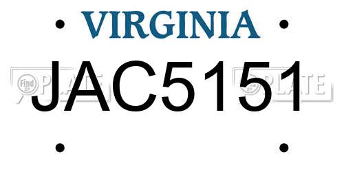 JAC5151 Virginia License Plate