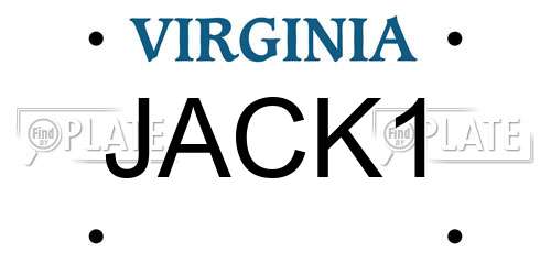 JACK1 Virginia License Plate