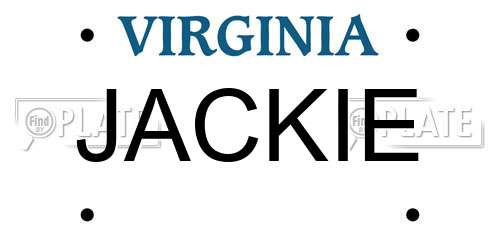 JACKIE Virginia License Plate