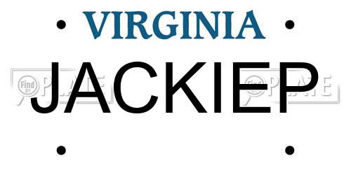 JACKIEP Virginia License Plate