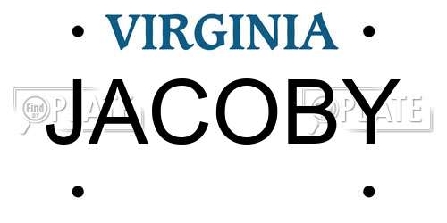 JACOBY Virginia License Plate
