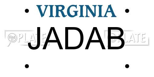 JADAB Virginia License Plate