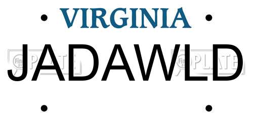 JADAWLD Virginia License Plate