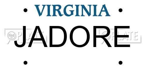 JADORE Virginia License Plate