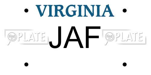 JAF Virginia License Plate