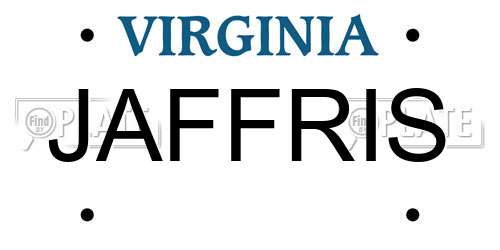 JAFFRIS Virginia License Plate