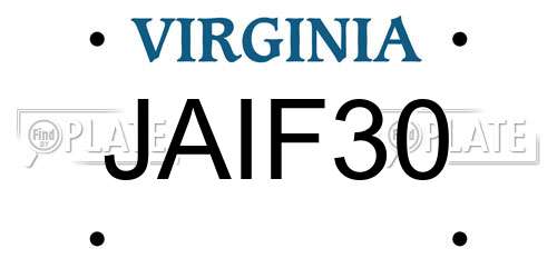 JAIF30 Virginia License Plate