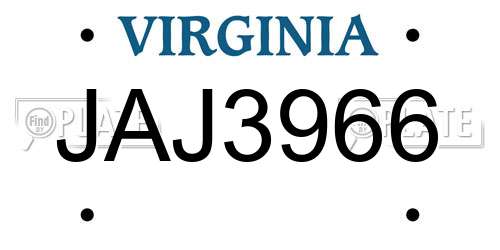 JAJ3966 Virginia License Plate