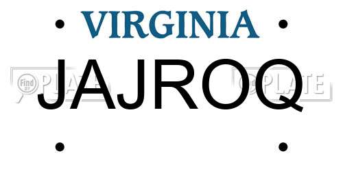 JAJROQ Virginia License Plate