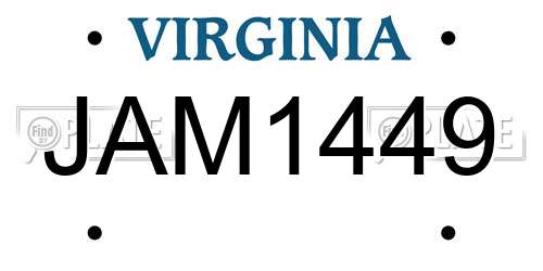 JAM1449 Virginia License Plate