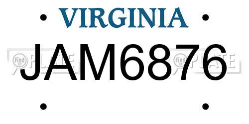 JAM6876 Virginia License Plate