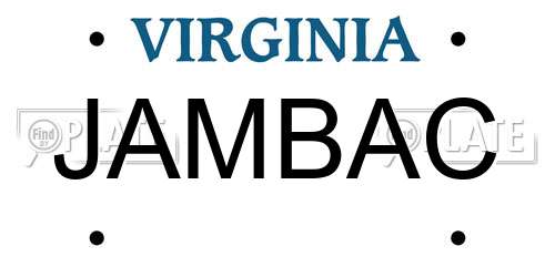 JAMBAC Virginia License Plate