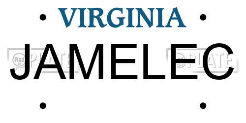 JAMELEC Virginia License Plate