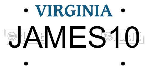 JAMES10 Virginia License Plate