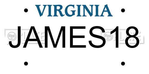 JAMES18 Virginia License Plate