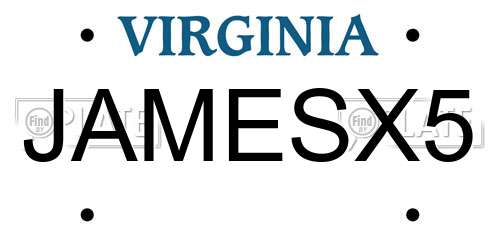 JAMESX5 Virginia License Plate