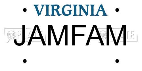 JAMFAM Virginia License Plate