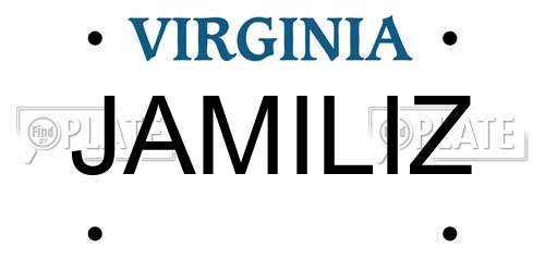 JAMILIZ Virginia License Plate