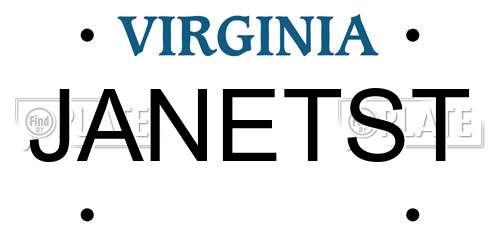 JANETST Virginia License Plate