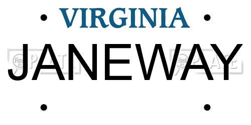 JANEWAY Virginia License Plate