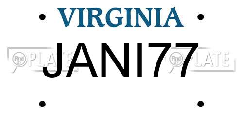 JANI77 Virginia License Plate