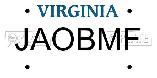 JAOBMF Virginia License Plate